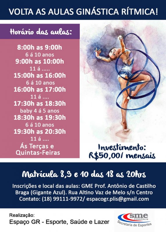 Ginástica Rítmica retoma aulas nesta quarta-feira
