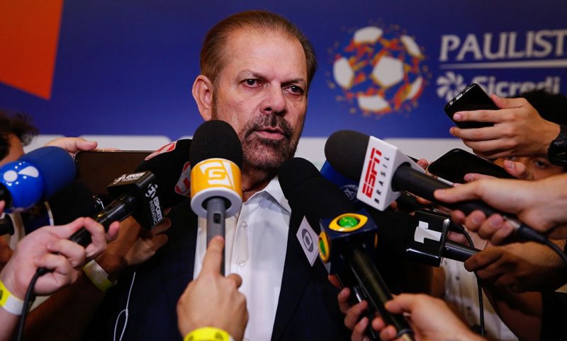 É página virada, diz presidente da FPF sobre briga com Palmeiras
