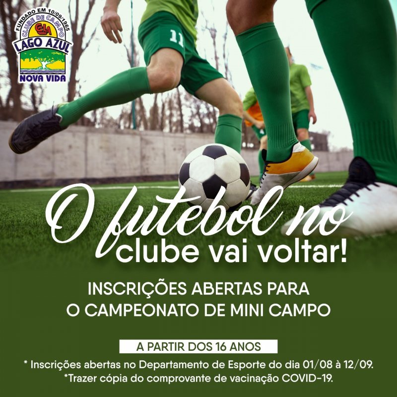 Clube Lago Azul abre inscrições para mini-campo