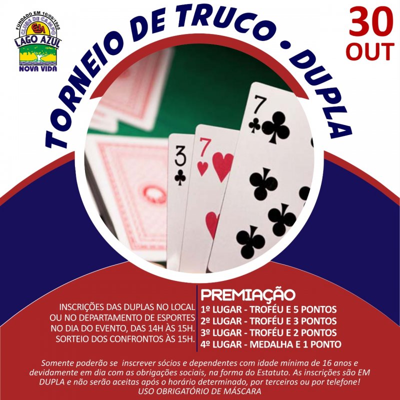 Clube Lago Azul realiza torneio de truco amanhã 