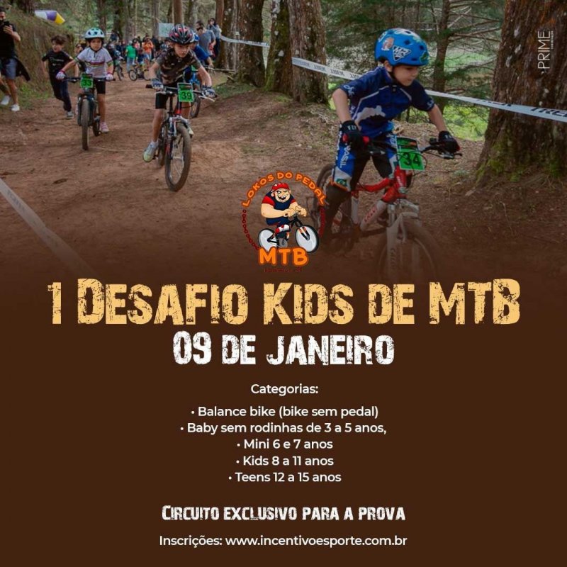1º Desafio Kids de MTB será realizado em 9 de janeiro