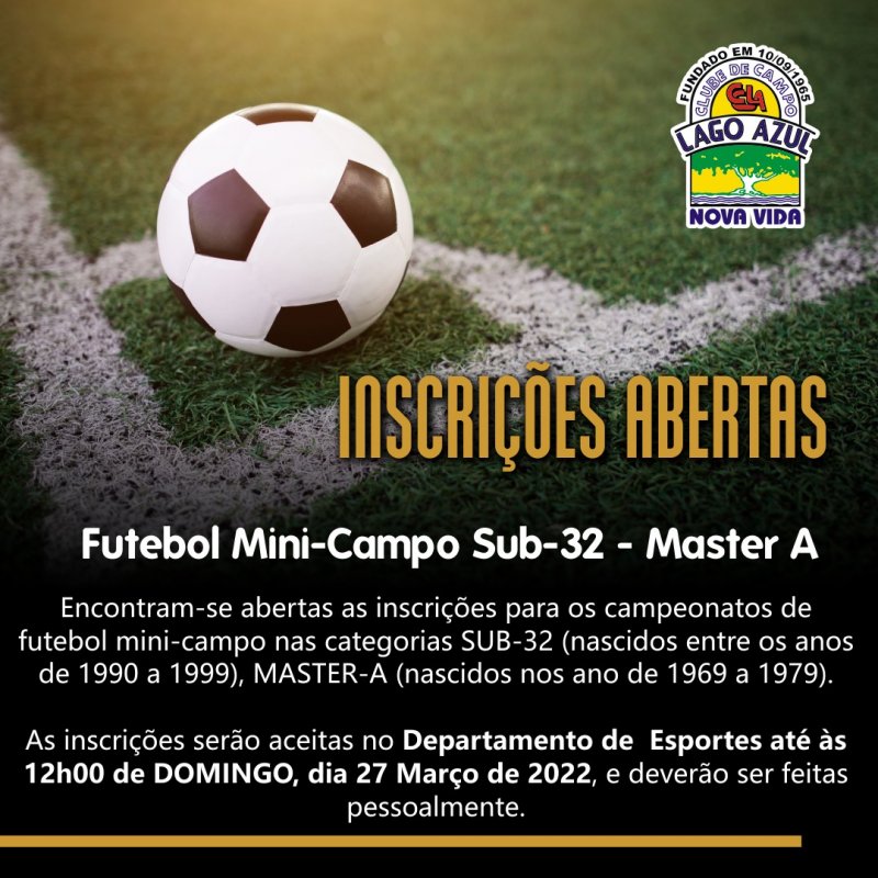 Inscrições abertas no Lago Azul