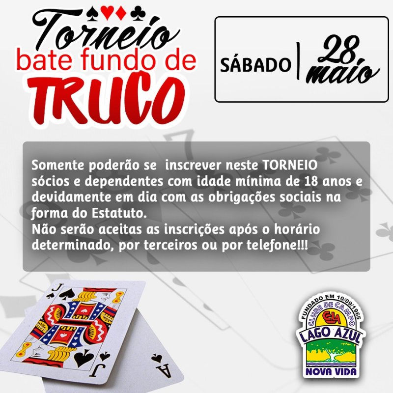 Amanhã tem truco no clube Lago Azul