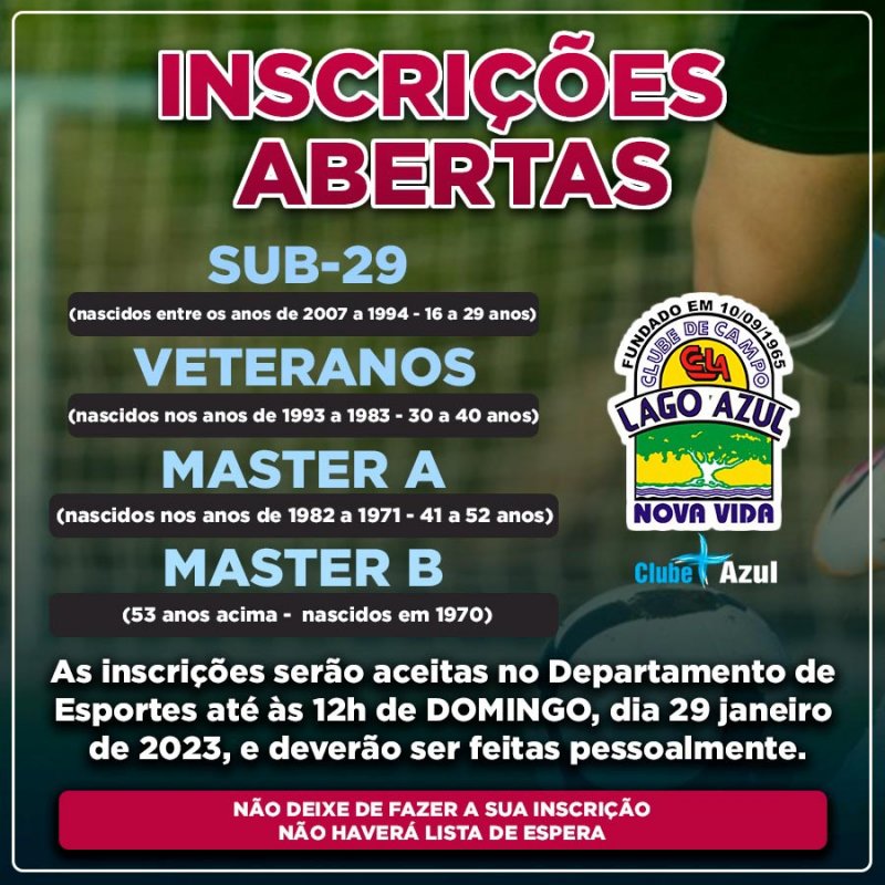 Clube de Campo Lago Azul está com inscrições abertas para campeonatos