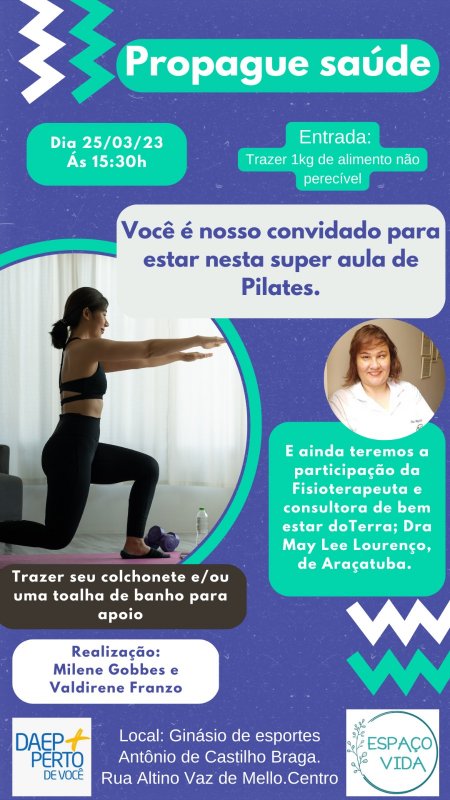 Aula de Pilates gratuita será realizada hoje no Gigante Azul