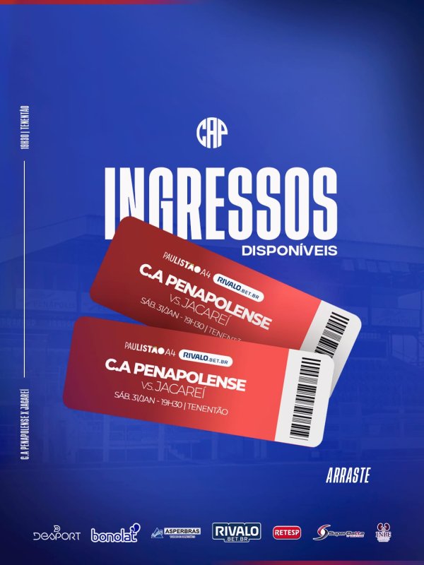 Penapolense x Jacareí tem ingressos a venda