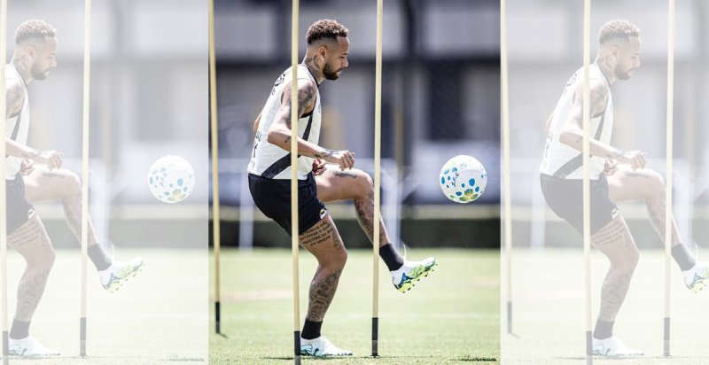 Neymar volta a treinar com o elenco do Santos