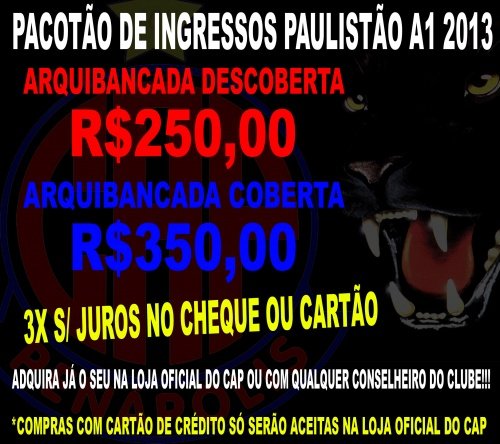 Começam as vendas dos pacotes de ingressos para o Paulistão/2013