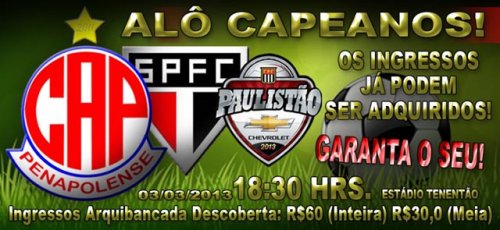 Iniciada a venda de ingressos para o jogo contra o São Paulo