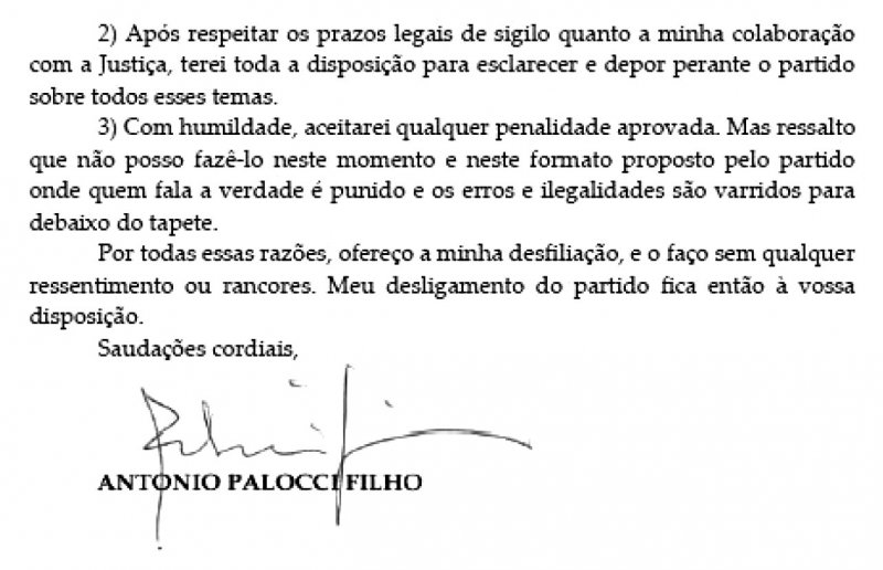 Confira o que diz a carta de Antônio Palocci ao se desfiliar do PT