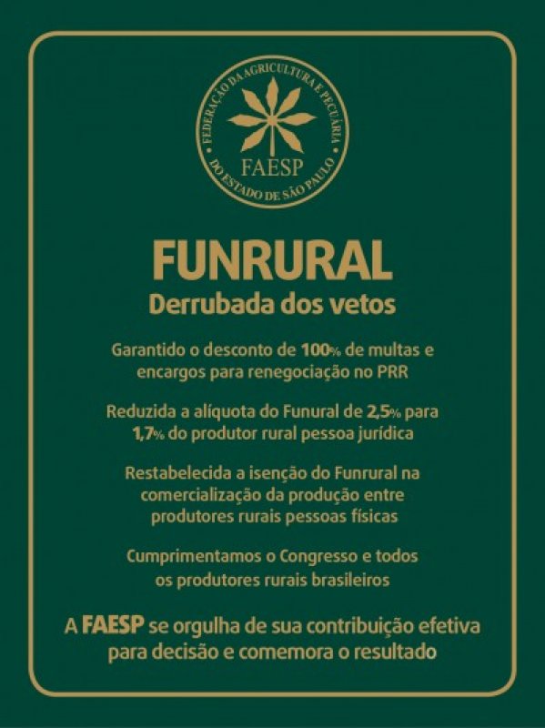 SIRP e FAESP celebram vitória do produtor rural no FUNRURAL