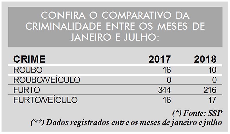 Penápolis tem queda nos casos de furtos e roubos em geral