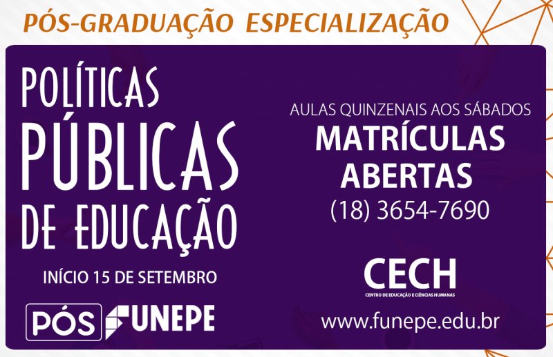 Funepe oferece Pós-Graduação em Políticas Públicas em Educação