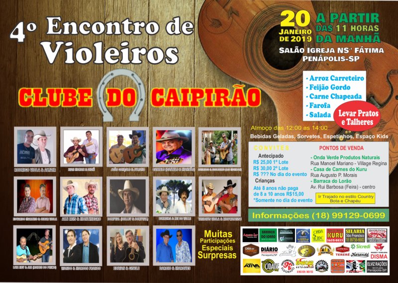 Tradição: 4º Encontro de Violeiros será atração neste fim de semana