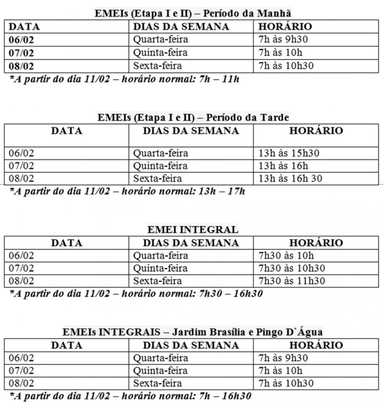 Fevereiro: Volta às aulas da rede municipal será no dia 06