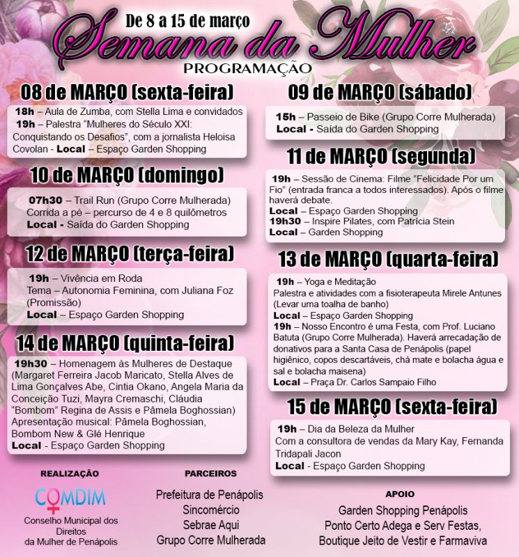 Semana da Mulher começa hoje com palestra, zumba e hip hop