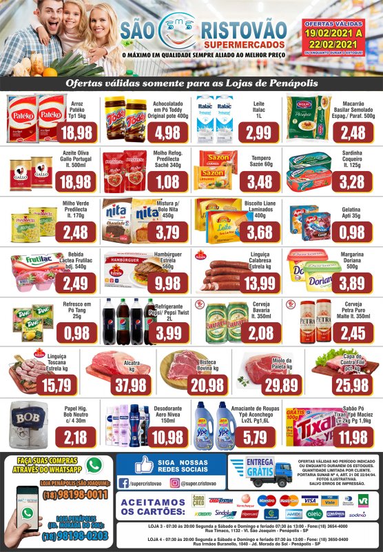 OFERTAS DESTE FIM DE SEMANA DO SÃO CRISTÓVÃO SUPERMERCADOS - 19/02 a 22/02