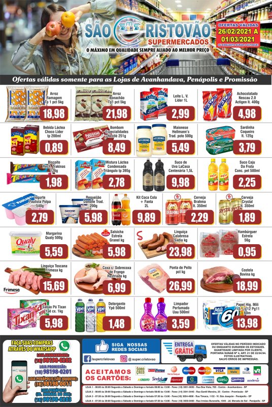 OFERTAS DESTE FIM DE SEMANA DO SÃO CRISTÓVÃO SUPERMERCADOS - 26/02 a 01/03