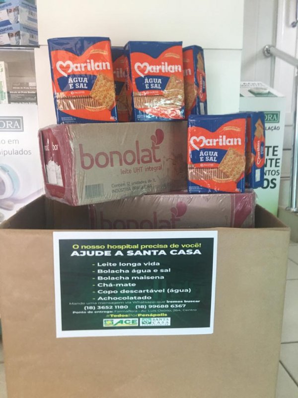 Solidariedade: ACE arrecada alimentos para a Santa Casa de Penápolis