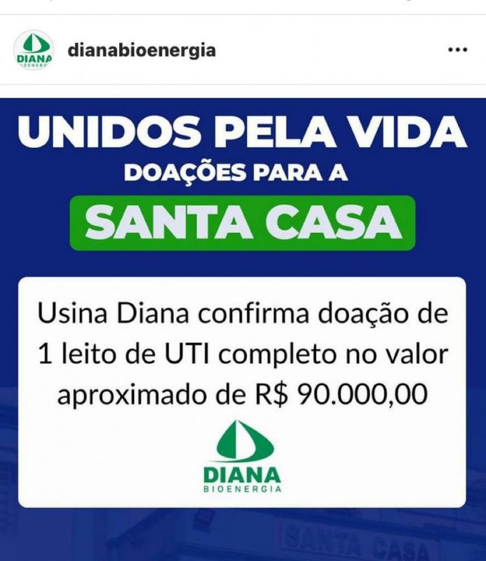 Diana doa leito completo para UTI para Santa Casa de Penápolis-SP