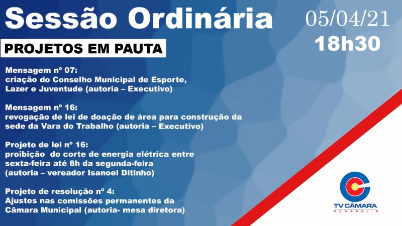 Sessão desta segunda-feira: Proposta proíbe corte de energia elétrica aos finais de semana