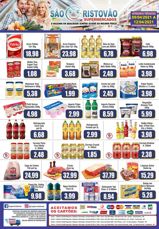 OFERTAS DESTE FIM DE SEMANA DO SÃO CRISTÓVÃO SUPERMERCADOS - 09/04 a 12/04