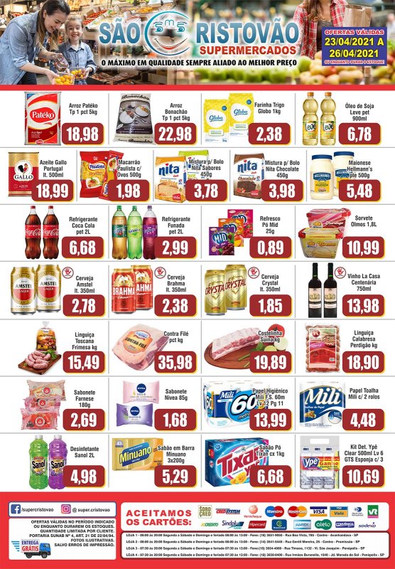 OFERTAS DESTE FIM DE SEMANA DO SÃO CRISTÓVÃO SUPERMERCADOS - 23/04 a 26/04