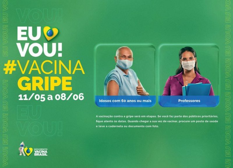 Vacinação contra a Gripe: Idosos com mais de 60  anos e professores devem se vacinar a partir de hoje