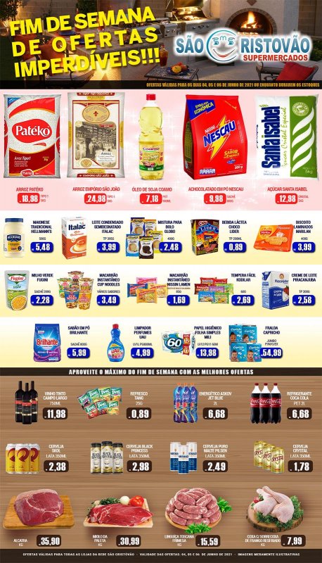 OFERTAS DESTE FIM DE SEMANA DO SÃO CRISTÓVÃO SUPERMERCADOS - 04/06 a 06/06
