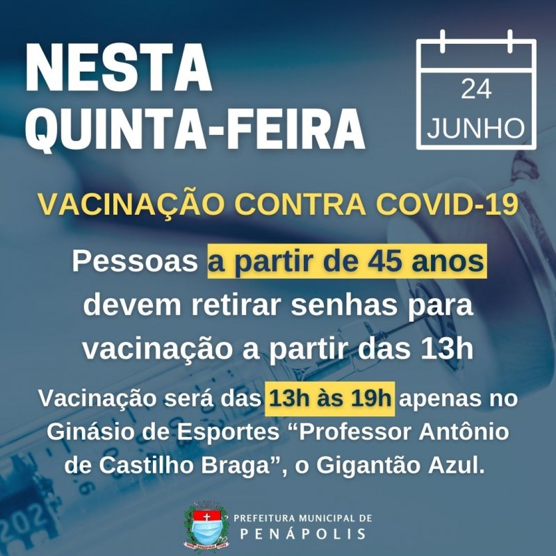 Vacinação contra a Covid-19 continua nesta quinta-feira no 