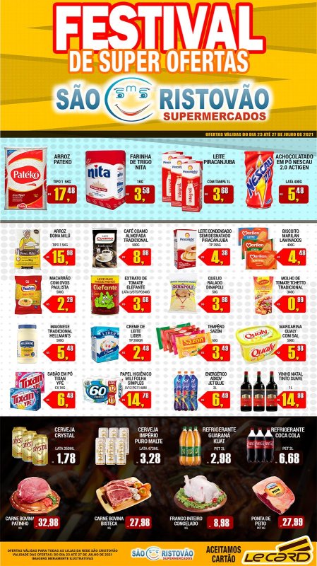 OFERTAS DESTE FIM DE SEMANA DO SÃO CRISTÓVÃO SUPERMERCADOS - 23/07 a 27/07
