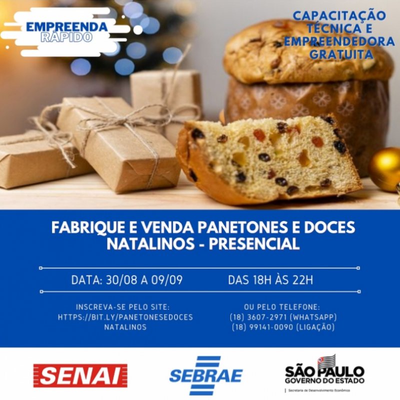 Sebrae inscreve para curso de fabricação  e venda de panetones e doces natalinos
