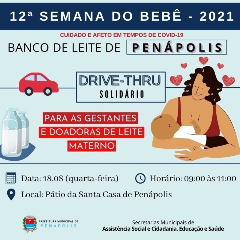 12ª Semana do Bebê de Penápolis terá drive-thru do Banco de Leite