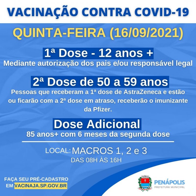 Vacinação contra a Covid-19 nas Macros continua nesta quinta-feira