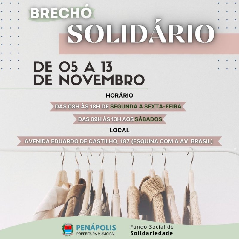 Brechó Solidário do Fundo Social começa hoje