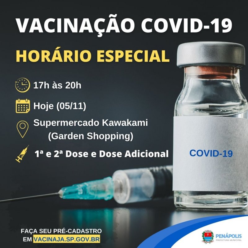 Saúde realiza hoje vacinação contra a Covid-19 em horário especial