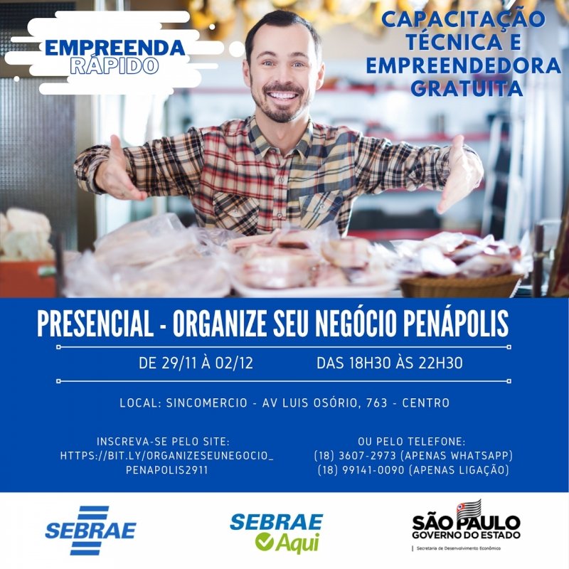 Sebrae inscreve para oficinas do curso 