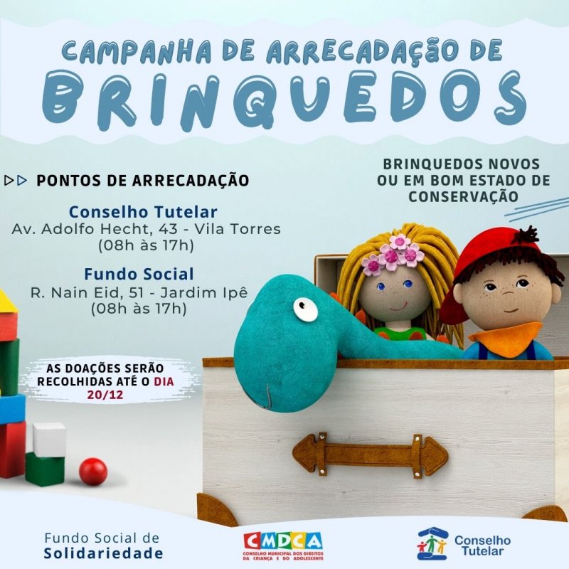 Campanha de Arrecadação de Brinquedos prossegue até dia 20 