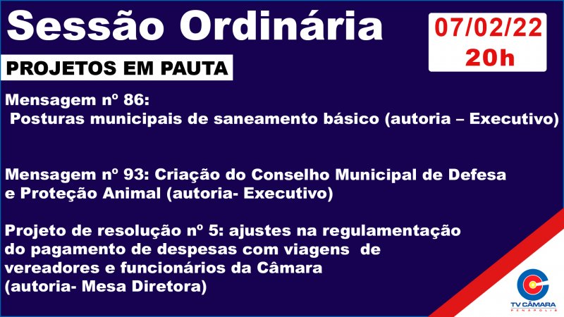 Câmara de Penápolis tem três projetos para votação nesta segunda-feira