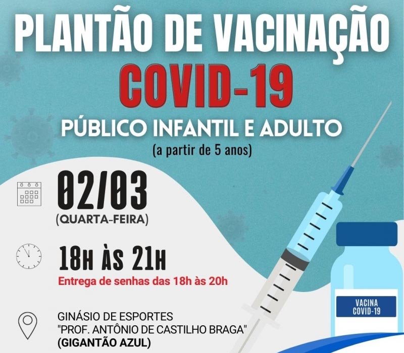 Covid-19: Penápolis terá Plantão de Vacinação nesta quarta-feira