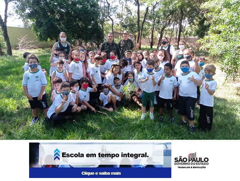 Árvores são plantadas pela PM Ambiental e alunos no Dia da Água