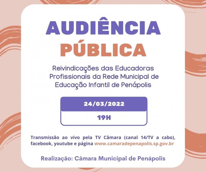Câmara Municipal de Penápolis realiza audiência pública sobre reivindicações das educadoras