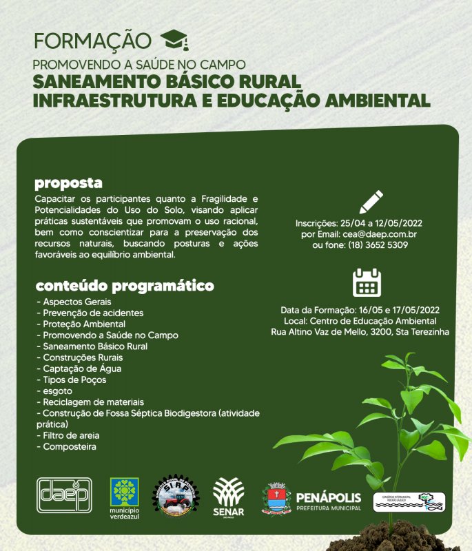 Daep promove curso de formação de saneamento básico rural
