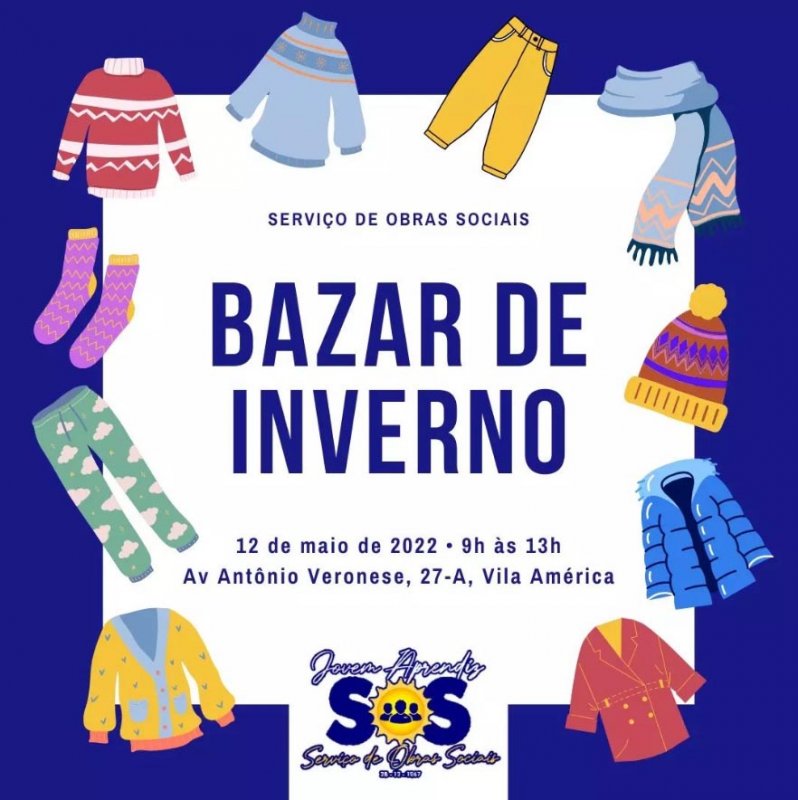 SOS Penápolis promove bazar de inverno beneficente