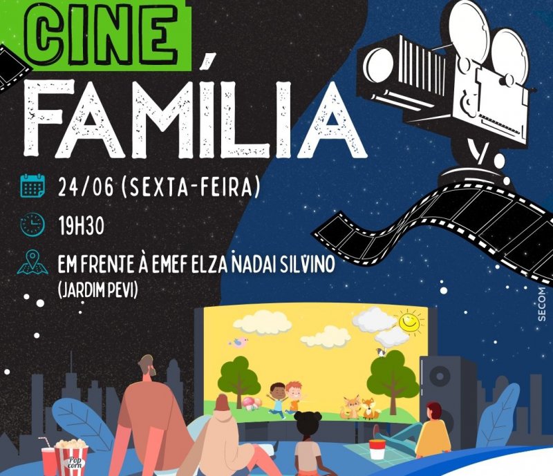 Dia 24: Nova edição do Cine Família será no Jardim Pevi