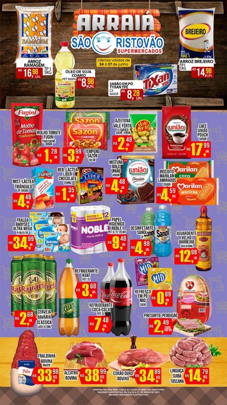 OFERTAS DESTE FIM DE SEMANA DO SÃO CRISTÓVÃO SUPERMERCADOS - 24/06 a 27/06