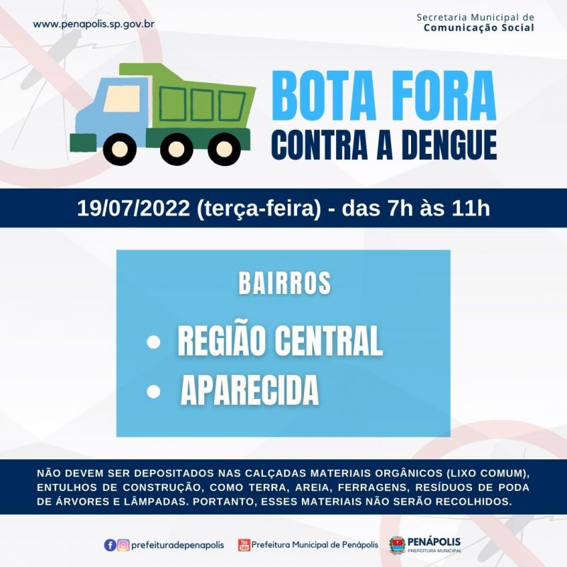 Vila Aparecida e região central terão Bota Fora contra a Dengue dia 19 