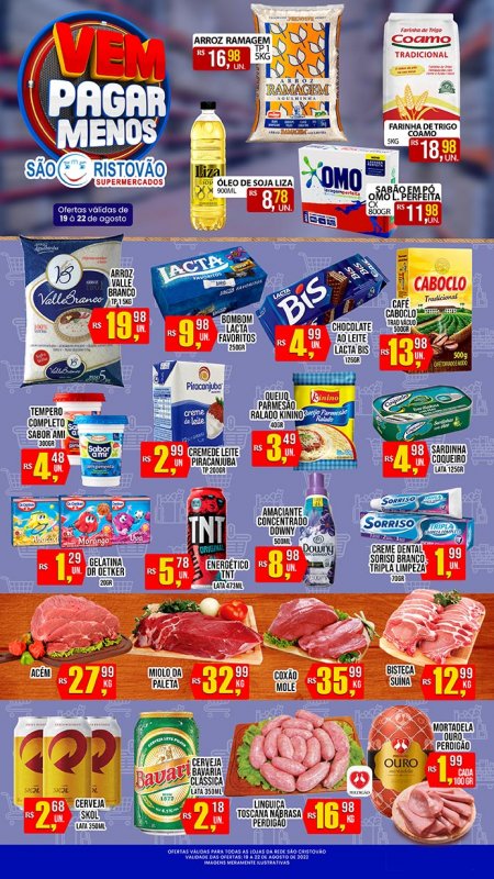OFERTAS DESTE FIM DE SEMANA DO SÃO CRISTÓVÃO SUPERMERCADOS - 19/08 a 22/08