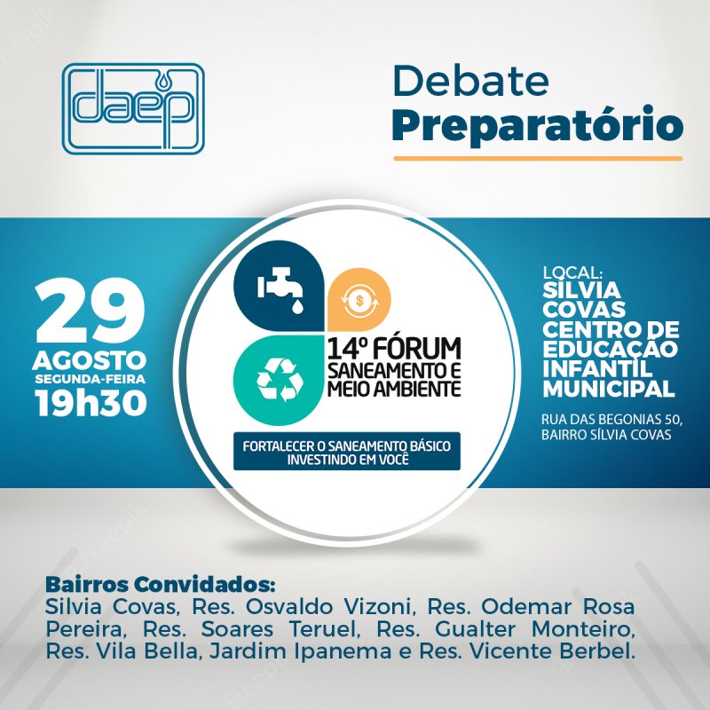 Daep realiza debate preparatório para o 14º Fórum de Saneamento e Meio Ambiente