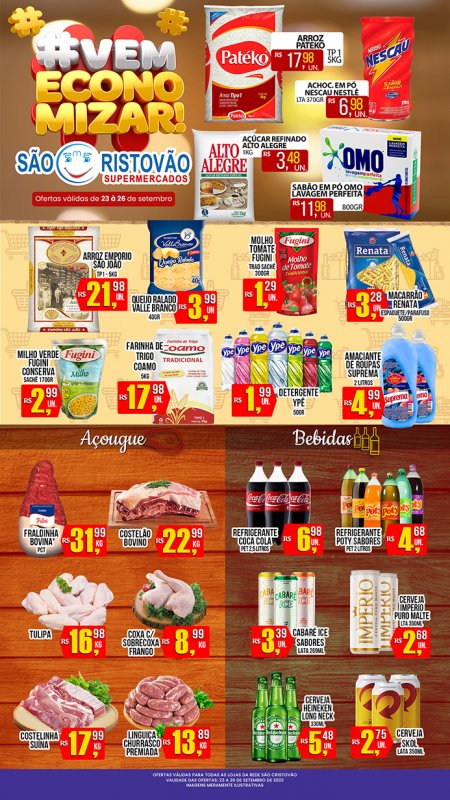 OFERTAS DESTE FIM DE SEMANA DO SÃO CRISTÓVÃO SUPERMERCADOS - 23/09 a 26/09